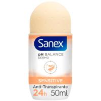 Desodorante para mujer sensitive SANEX, roll on 50 ml