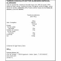 Turrón de chocolate bitter de almendra VICENS, tableta 300 g