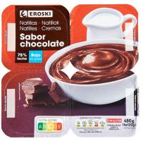 Natilles de xocolata EROSKI, pack 4x120 g