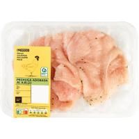 Filetes de pechuga pollo al ajillo EROSKI, bandeja peso aprox. 400 g