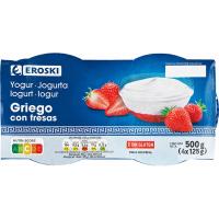 Iogurt grec amb maduixa EROSKI, pack 4x125 g