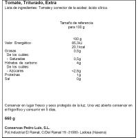 Tomate triturado PEDRO LUIS, frasco 660 g