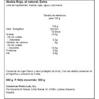 Alubias rojas al natural PEDRO LUIS, frasco 500 g