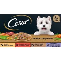Aliment humit per a gos recepta pagesa CÉSAR, pack 8x150 g