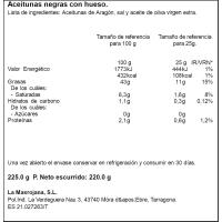 Aceitunas negras muerta LA MASROJANA, frasco 220 g