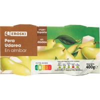 Pera en daus en almívar EROSKI, pack 2x115 g