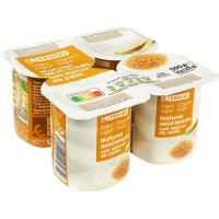 Iogurt natural amb sucre de canya EROSKI, pack 4x125 g