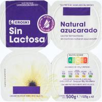 Preparat lacti s/ lactosa natural azucar. EROSKI, pack 4x125 g