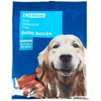 Snack de tiras bacón para perro EROSKI, paquete 125 g