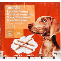 Barretes tendres d`ocell per a gos EROSKI, paquet 55 g