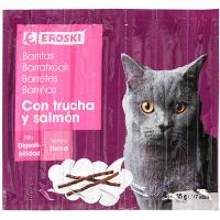 Barritas tiernas de trucha-salmón para gato EROSKI, paquete 35 g