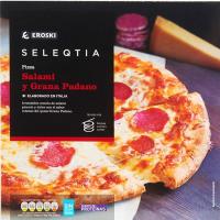 Pizza de salami-grana padano Eroski SELEQTIA, 1 u., 380 g