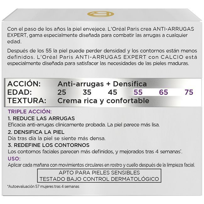 Crema hidratante pieles maduras +55 L`OREAL, tarro 50 ml