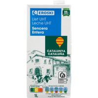 Leche entera de Cataluña EROSKI, brik 1 litro