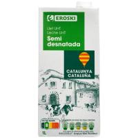 Leche semidesnatada de Cataluña EROSKI, brik 1 litro