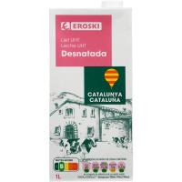 Leche desnatada de Cataluña EROSKI, brik 1 litro