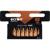 Pila alcalina LR06 (AA) ECRON+, pack 8 uds