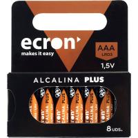 Pila alcalina LR03 (AAA) ECRON+, pack 8 uds
