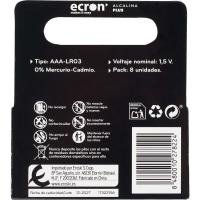 Pila alcalina LR03 (AAA) ECRON+, pack 8 uds