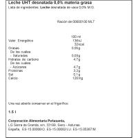 Llet uht 0,0% matèria grassa ASTURIANA, ampolla 1,5 litres