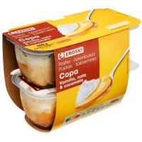 Copa de vainilla-nata-caramel EROSKI, pack 4x115 g