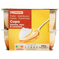 Copa de vainilla-nata-caramel EROSKI, pack 4x115 g