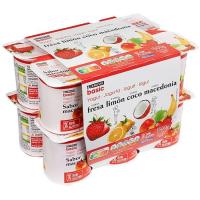 Yogur de fresa-limón-coco-macedonia EROSKI basic, pack 12x125 g