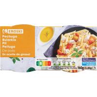 Pechuga de pollo en aceite EROSKI, pack 2 x 80 g