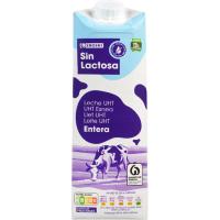 Llet sencera sense lactosa EROSKI, brik 1 litre