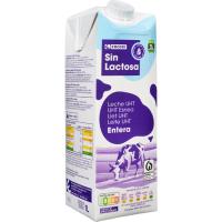 Llet sencera sense lactosa EROSKI, brik 1 litre