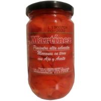 Pimiento morrón en tiras con ajo MARTINEZ, frasco 190 g 