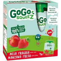 Fruta triturada manzana-fresa 100% GOGO SQUEEZ, doypack 4x90 g