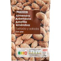 Almendras tostadas saladas con piel EROSKI, bolsa 175 g