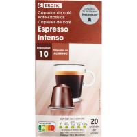 Cafè espresso intens EROSKI, caixa 20 monodosis