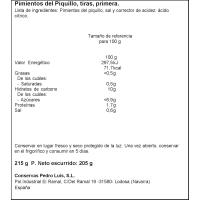 Pimiento de piquillo en tiras D.O. PEDRO LUIS, frasco 205 g