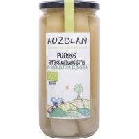 Puerros al natural ecológico AUZOLAN, frasco 425 g