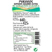 Puerros al natural ecológico AUZOLAN, frasco 425 g
