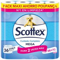 Papel higienico SCOTTEX Megarrollo, paquete 36 rollos