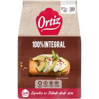 Pan tostado integral ORTIZ, 30 rebanadas, paquete 324 g