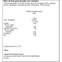 Bloc de foie gras de pato LABEYRIE, blister 120 g