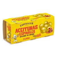 Aceitunas rellenas de anchoa ESPINALER, pack 3x120 g