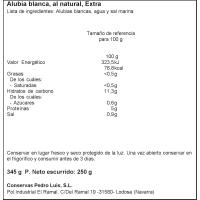 Alubia blanca al natural PEDRO LUIS, frasco 250 g