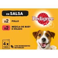 Alimento de pollo-verdura para perro PEDIGREE, pack 4x100 g