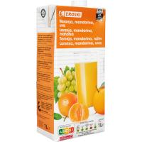 Zumo de naranja, mandarina y uva EROSKI, brick 1l