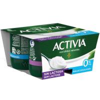 Bifi Activia sin lactosa 0% natural edulco. DANONE, pack 4x125 g
