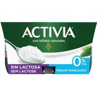 Bifi Activia sin lactosa 0% natural edulco. DANONE, pack 4x125 g
