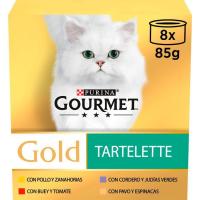 Tartallete per a gat Gourmet Gold, pack 8x85 g
