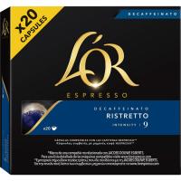 Café ristretto descaf compatible Nespresso L'OR, caja 20 uds