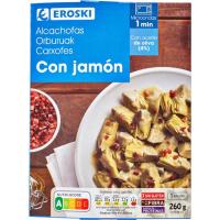 Alcachofas con jamon EROSKI, bandeja 260 g