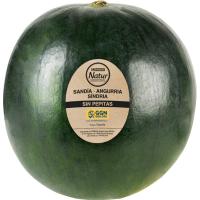 Sandía negra sin pepitas EROSKI NATUR, pieza al peso aprox. 5.5 kg